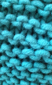 A close-up of the scarf I knit for Maggie
